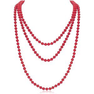Elegant 59" Faux Pearl Necklace for Women - Perfect for Weddings & Parties